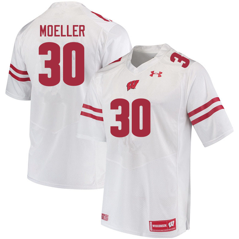Men #30 Alex Moeller Wisconsin Badgers College Football Jerseys Sale-White - Click Image to Close